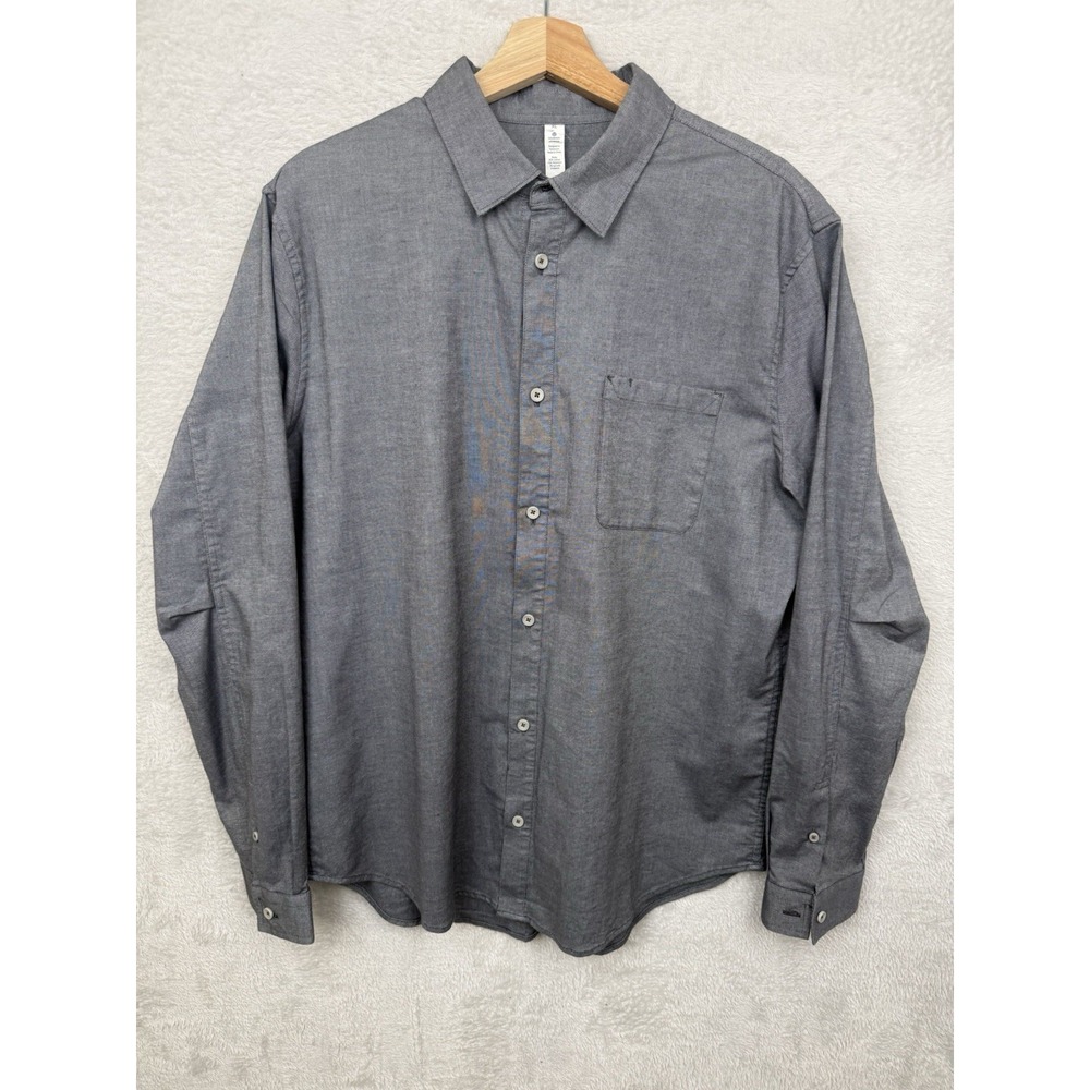 Lululemon Athletica Commission Long Sleeve Mens XL Shirt Gray Oxford Button Down